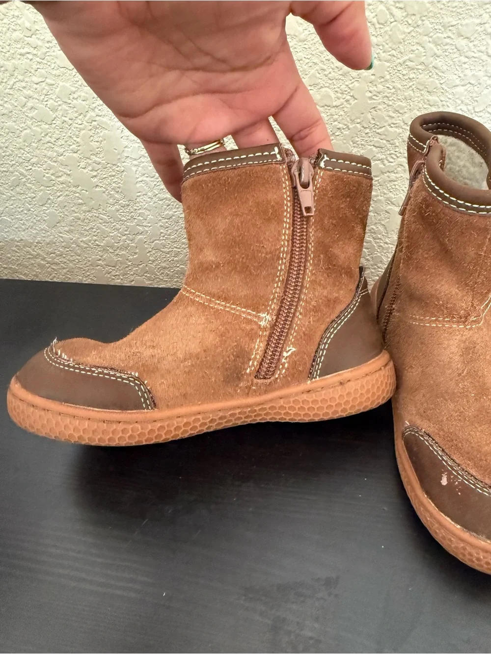Livie & Luca Tan/Brown Suede Kids Pull-On Ankle Boots
